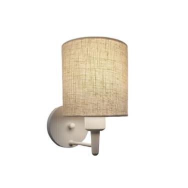 Imagem de Arandela Cilindrica Md-2009 Base Branco Cúpula Em Tecido 14x15cm Rustico Bege - Bivolt