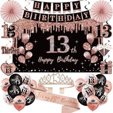 Imagem de Decorações de aniversário Uiorgui, 13º aniversário, meninas, 33 unidad