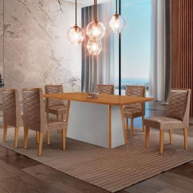 Imagem de Mesa De Jantar Diane 180cm Tampo Mdf Lam 6 Cadeiras Safira