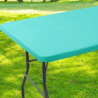 Imagem de Toalha de mesa Smiry Elastic Fitted Vinyl de 6 pés de mesa dobrável Te