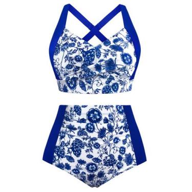 Imagem de Roupa de banho feminina Hanna Nikole Plus Size Push Up azul royal