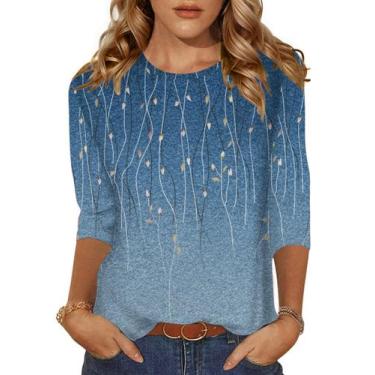 Imagem de Camiseta feminina Zeagoo Plus Size, manga 3/4, blusa de verão