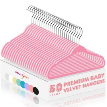 Imagem de Cabides para bebês HOUSE DAY Velvet, 28 cm, pacote com 50 unidades, ro