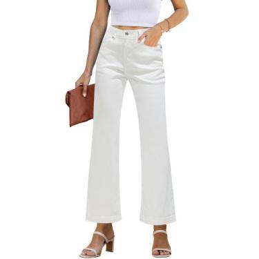 Imagem de Jeans GRAPENT White Wide Leg para mulheres plus size XXL