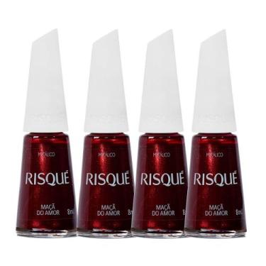 Imagem de Kit 4 Esmalte Risqué Vermelhos Metálicos Cor Maçã do Amor 8ml