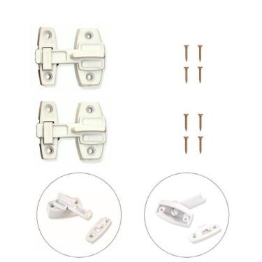 Imagem de Kit com 2 trincos fecho para porta sanfonada PVC com parafusos - RMOB