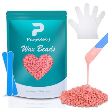 Imagem de Contas de cera para remoção de pelos, contas de cera dura grossa de 1,1 kg, contas de depilação de biquíni para brasileiro, perna, rosto, axila, grãos faciais para depilação doméstica, kit de contas