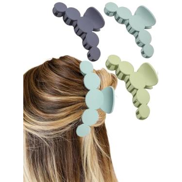 Imagem de juyght Pacote com 3 presilhas de cabelo grandes de três cores para mulheres, estilo e formato distinto, prendedor de garra grande para cabelo encaracolado fino e grosso, clipes de mandíbula de fixação