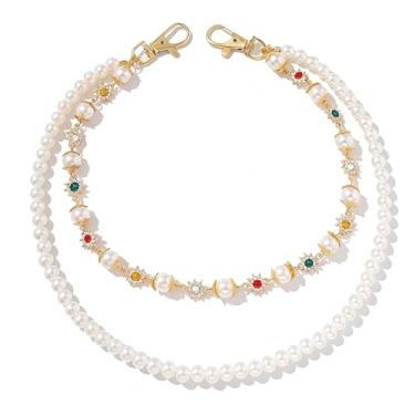 Imagem de Framendino, Calça feminina com corrente em camadas, fecho de metal, flor e pérola, para homens, jeans punk de rua