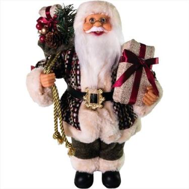 Imagem de Papai Noel Luxuoso Rústico Saco E Caixa de Presente 35Cm - Magizi