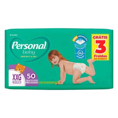 Imagem de Fralda Personal Baby Protect & Sec Tamanho XXG Leve 50 Pague 47 Unidades Descartáveis