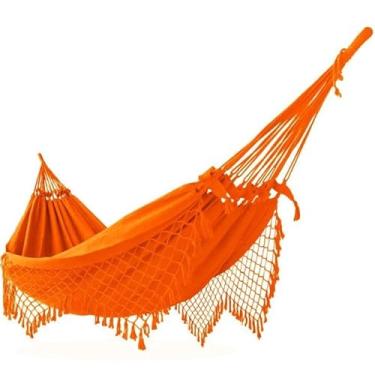 Imagem de Rede de Dormir Descanso Muitas Cores Luxo Casal grande Gigante Pernambucana Crua/Bege(Laranja)