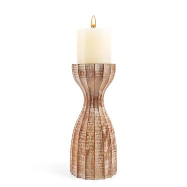 Imagem de Castiçais de madeira para velas de pilar Suporte de castiçal de madeira design angular exclusivo Decer doméstico com madeira maciça estilo retrô de fazenda de alta qualidade (onda retrô)