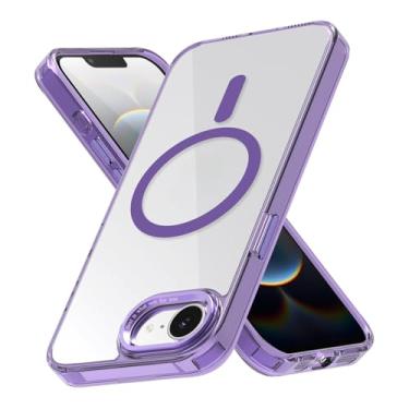 Imagem de Capa traseira transparente magnética para iPhone 16e, [compatível com MagSafe] Capa fosca translúcida, capa protetora fina à prova de choque (roxa)