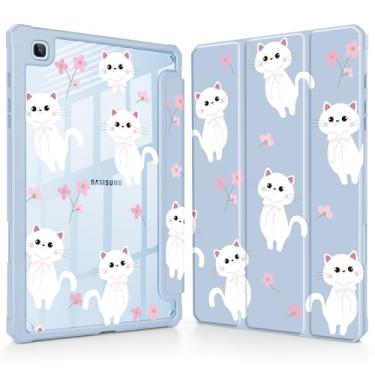 Imagem de Tuiklol Para Samsung Galaxy Tab S6 Lite 10,4 polegadas 2024 2022 2020, Buit in S Pen com capa protetora à prova de choque, capa traseira transparente transparente despertar/hibernar, azul gato