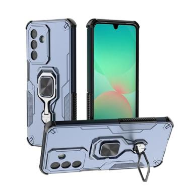 Imagem de SORAKA Capa para Samsung Galaxy A26 5G com suporte de metal rotativo de 360 graus peça magnética de ferro para suporte magnético de telefone para carro azul