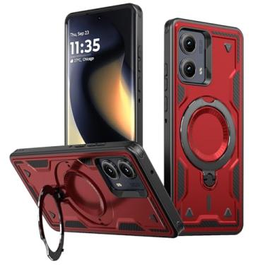 Imagem de SORAKA Capa para Motorola Edge 2024 com suporte de anel compatível com MagSafe Iron sheet Capa resistente que absorve choques Proteção contra quedas de nível militar