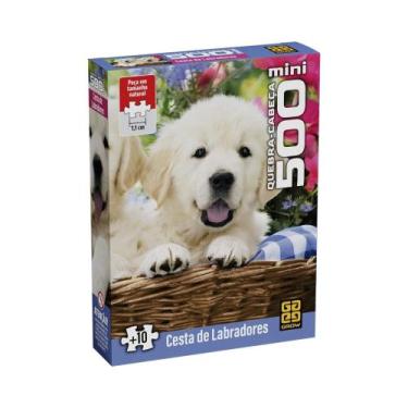 Imagem de Mini Quebra-cabeça 500 peças Cesta de Labradores Grow - 04863