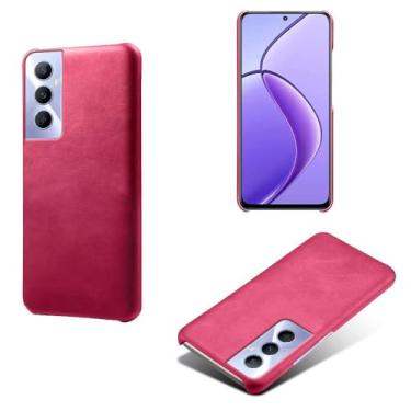 Imagem de Capa para OPPO Realme C65 4G,Proteção contra quedas,Casca de volta de cor sólida simples,Design de couro de imitação de plástico-Rose