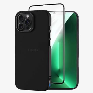Imagem de Kit Capa Capinha Case Proteção Premium Preta Anti Impactos + Película de Vidro 3d (iPhone 13 Pro Max)