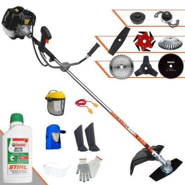 Imagem de Podador Terra GRH520 52cc Com Carretel + Facas 2 Pontas, 3 Pontas, 6 Pontas, 40 Dentes Vídea, 80 Dentes, Trimmer e Escova de Aço + EPI + ÓLEO STIHL 2T