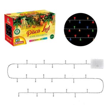 Imagem de Pisca Pisca 100 Leds Colorido - Fio Branco - 8m