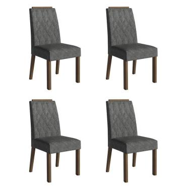 Imagem de Kit 4 Cadeiras De Jantar 4256 Com Espaldar Rustic-silver Madesa