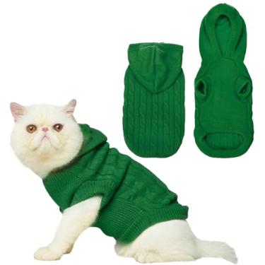 Imagem de PUPTECK Casaco de inverno para cães e gatos – Roupas macias para clima frio e tricô para gatinhos e cães pequenos, ambientes internos e externos, tricotada clássica para cachorros, gatinhos, meninas