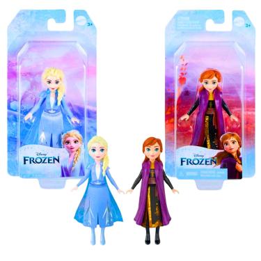Imagem de Kit C/ 2 Bonecas Disney Frozen Mini Rainhas Anna e Elsa 9 Cm