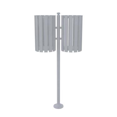 Imagem de Lixeira de Rua Pátios Parques Dupla Tubular Cinza 151cm