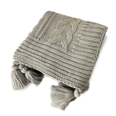 Imagem de Manta Peseira de Tricot 90x180 Cm com Tassel - Trançada - Belchior