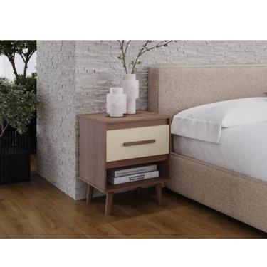 Imagem de Mesa De Cabeceira Pequena Mila Retrô Savana/Off White - Moblis - Lahom