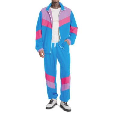 Imagem de Traje UOUA, agasalho masculino dos anos 80 e 90, azul de Halloween, 2G