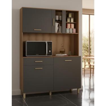 Imagem de Armário De Cozinha Viena 120cm Completa Compacto Com Balcão Multiuso Gaveta e Porta