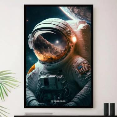 Imagem de Genérico, Quadro Astronauta Viajando Espaço Lua Decorativo A3 35x45cm