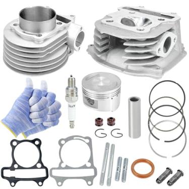 Imagem de Válvulas de cabeça de cilindro e kit reconstruído kits de furo grande de 61 mm com pistão e anel Assy GY6 125cc/150cc Atualização do motor para 180cc para motor 152QMI 157QMJ Scooter chinês ciclomotor