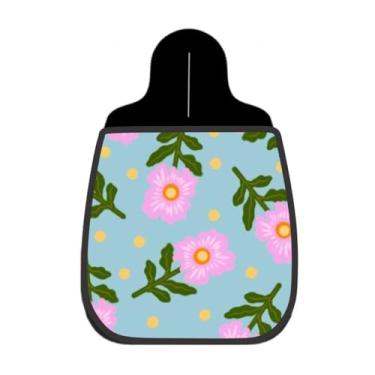 Imagem de Lixeira De Carro Organizador Lixinhocar Flores e Bolinhas Fundo Azul