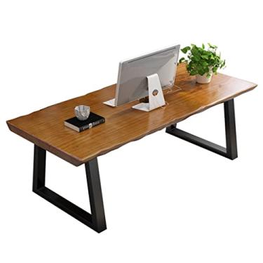 Imagem de 5sssallefaa Mesa de escritório escritório em casa mesa de madeira maciça, mesa de computador de madeira de pinho de 5 cm de espessura, mesa de conferência/mesa de estudo multifuncional (espessura 5 cm
