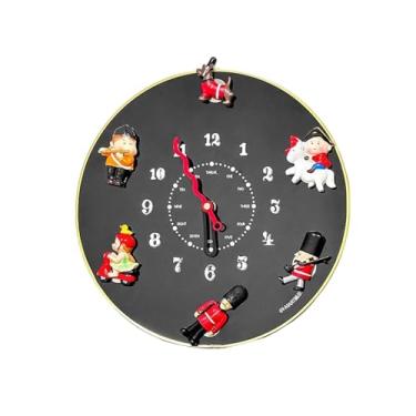 Imagem de Ｂｅｓｇａ Relógio de Parede Decorativo Redondo com 7 Peças, Analógico, Movimento Silencioso, com Geladeira, Feito de PP, Adequado para Quarto, Cozinha E Sala de, preto, Tamanho real