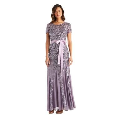 Imagem de R&M Richards Vestido de noite feminino plus formal com lantejoulas, Lavanda, 46