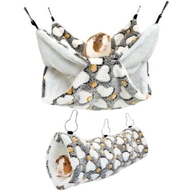 Imagem de PINVNBY Pacote com 2 conjuntos de rede para ratos, esconderijo macio, para cama de hamster, túnel de hamster, acessórios de gaiola de animais pequenos, brinquedo para porquinho-da-índia chinchila