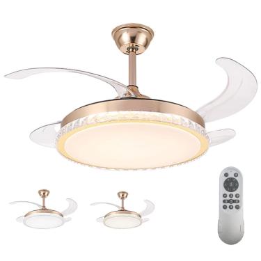 Imagem de Ventilafor de Teto Pa Retratil Grande Lampada Led 3 em 1 Controle Velocidade Ajustavel Moderno Casa Trabalho Escritorio