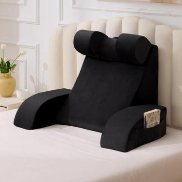 Imagem de Almofada de leitura Velorose 19", encosto médio preto com braços