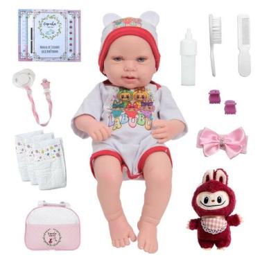 Imagem de Bebe Reborn Realista Labubu Pode Banho Bolsa Kit Acessórios - Cegonha 
