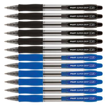 Imagem de 12 Canetas Esferográficas PILOT Super Grip Ponta Média 1.0 mm, Preto/A