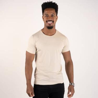 Imagem de Camiseta Básica Masculina Versatiold Algodão Egípcio, G, Areia