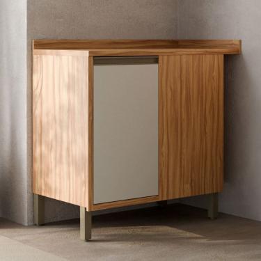 Imagem de Balcão de Cozinha de Canto Tempranillo 1 Porta 100% Mdf Amêndoa/Off White - Rio Doce