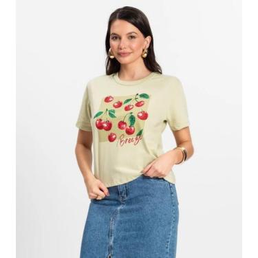 Imagem de Camiseta Manga Curta Feminina Meia Malha Rovitex Verde, G, Verde