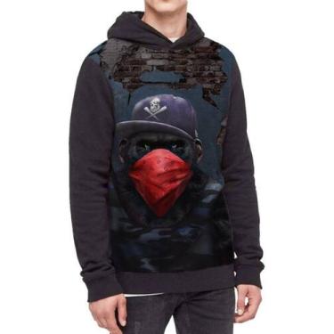 Imagem de Moletom Com Capuz Macaco Estiloso Gangster Ref:104 - smoke, Preto, M