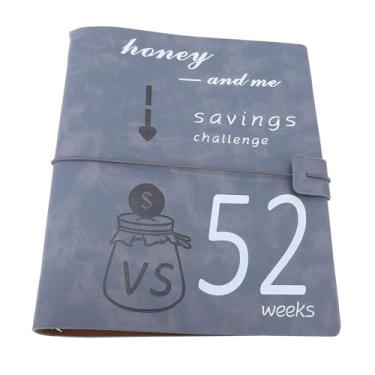 Imagem de Livro de Desafios 52 Semanas de Couro PP Filme Reutilizável Desafio de Orçamento Envelopes Casais Famílias Verde (Cinza)